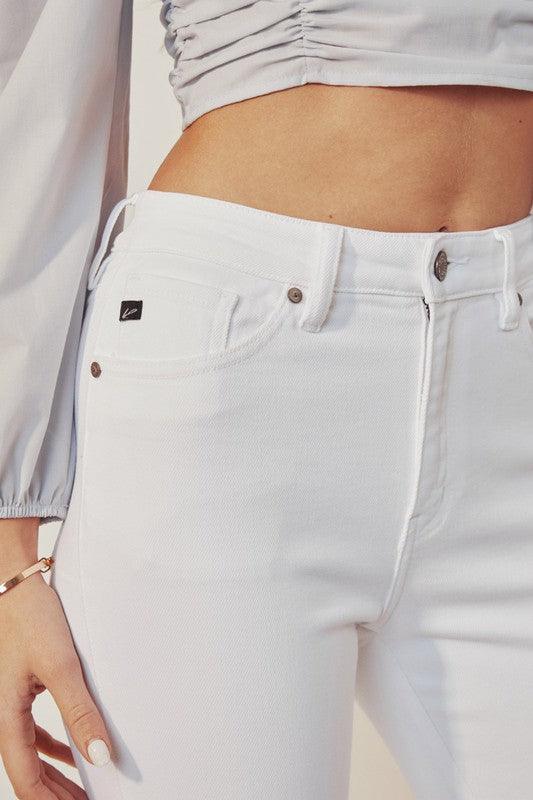 High Rise Ankle Skinny White Jeans - Azoroh