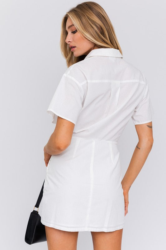 Half Sleeve Shirt Mini Dress