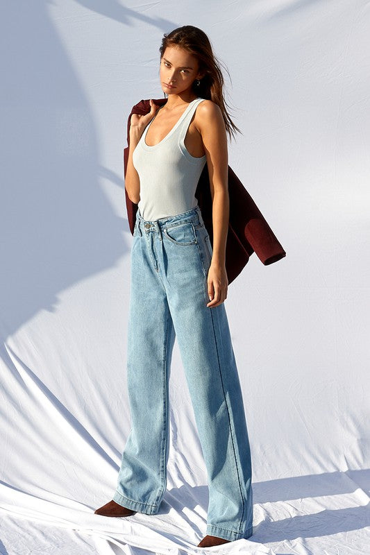 Super High Waist Wide Straight Jeans