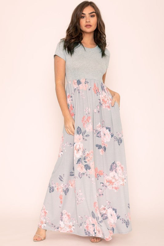 Short Sleeve Floral Maxi Dress