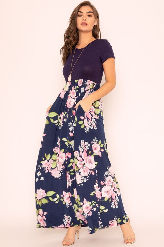 Short Sleeve Floral Maxi Dress