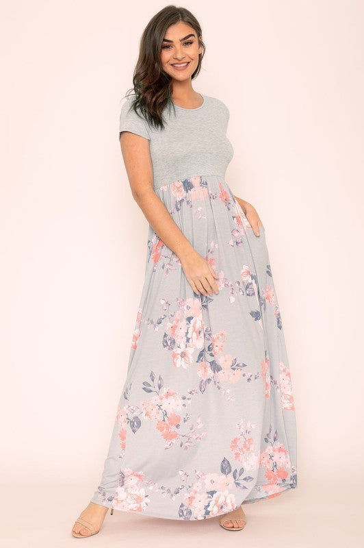 Short Sleeve Floral Maxi Dress