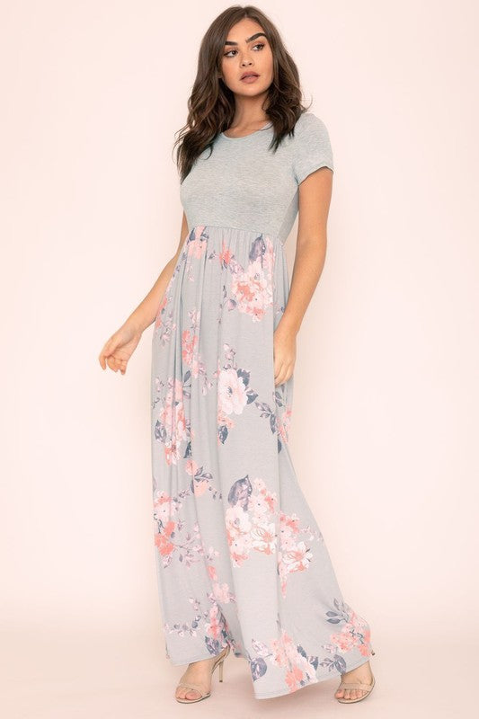 Short Sleeve Floral Maxi Dress