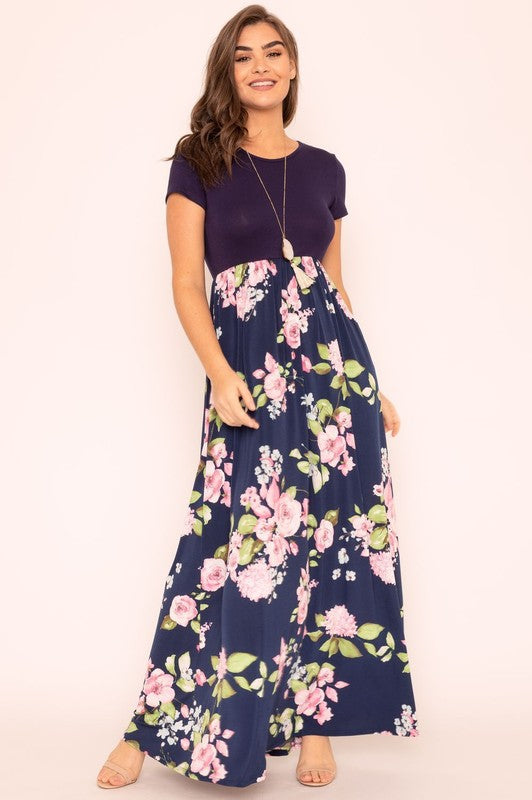 Short Sleeve Floral Maxi Dress