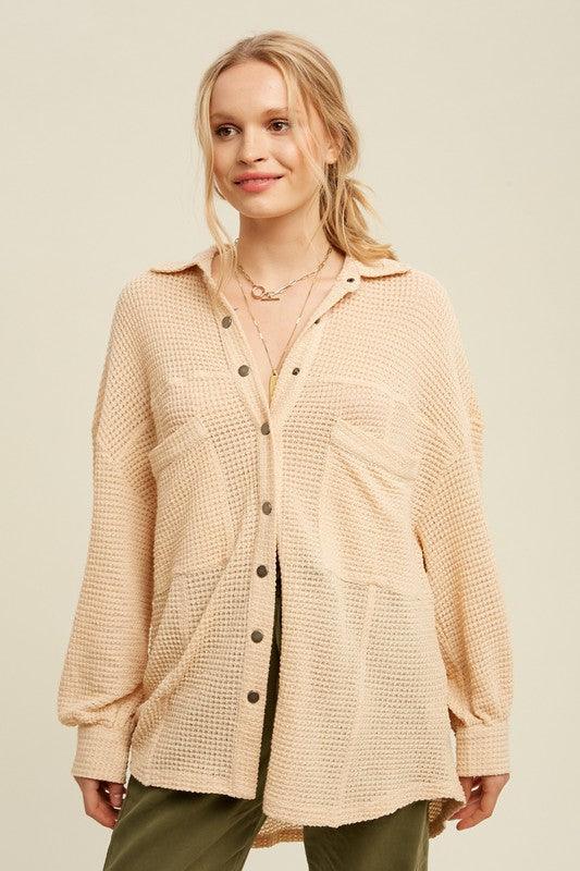 Soft Thermal Knit Shacket Top - Azoroh