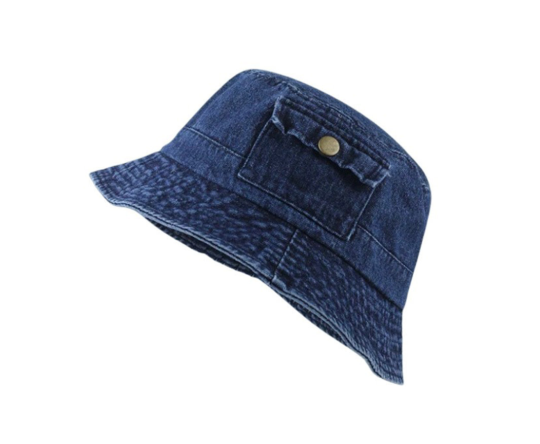 Pocket Accent Denim Bucket Hat - Azoroh