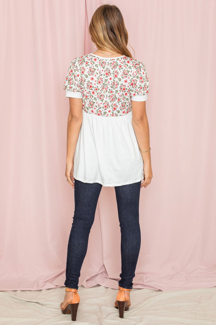 Baby Doll Floral Puff Sleeve Tunic