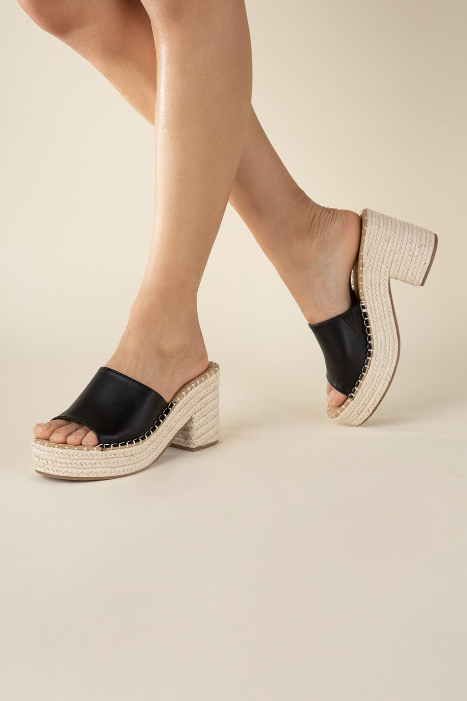 LOCK-1 Espadrille Mule Heels - Azoroh