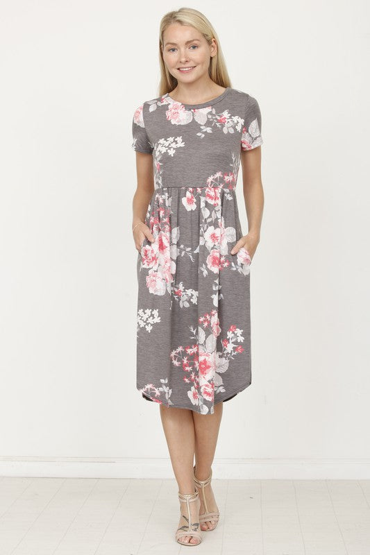 Vintage Floral Midi Dress