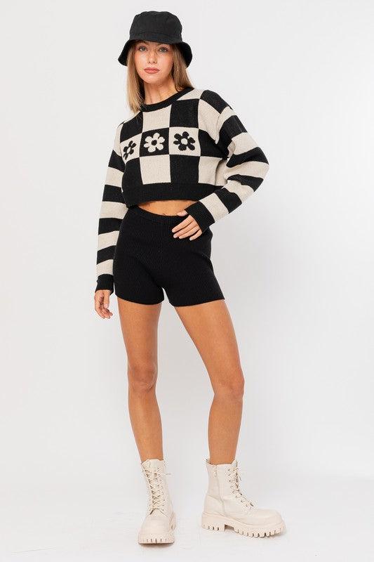 Long Sleeve Crop Sweater - Azoroh