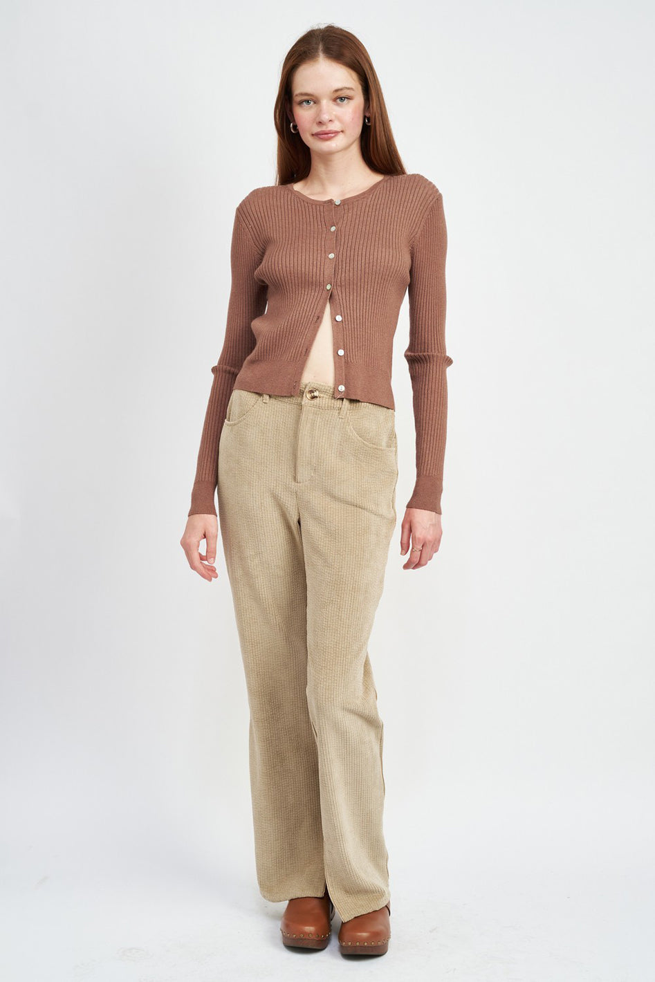 Long Sleeve Button Up Crop Top - Azoroh