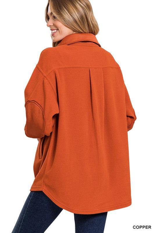 Oversized Basic Fleece Shacket - Azoroh