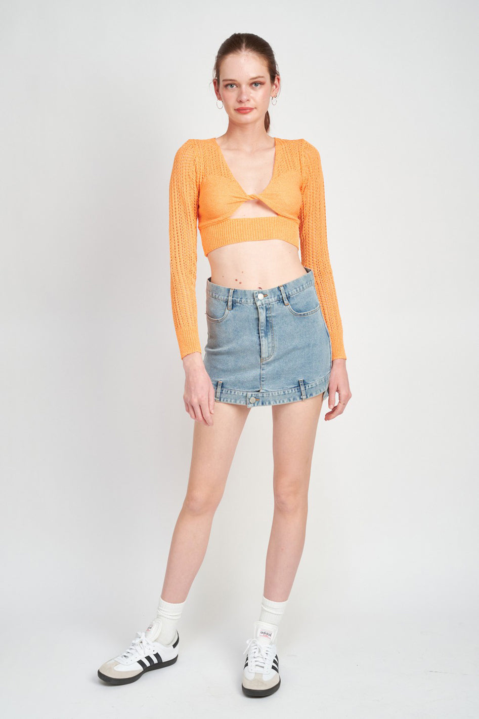 Crochet Cropped Top With Twist Front Detail - Azoroh