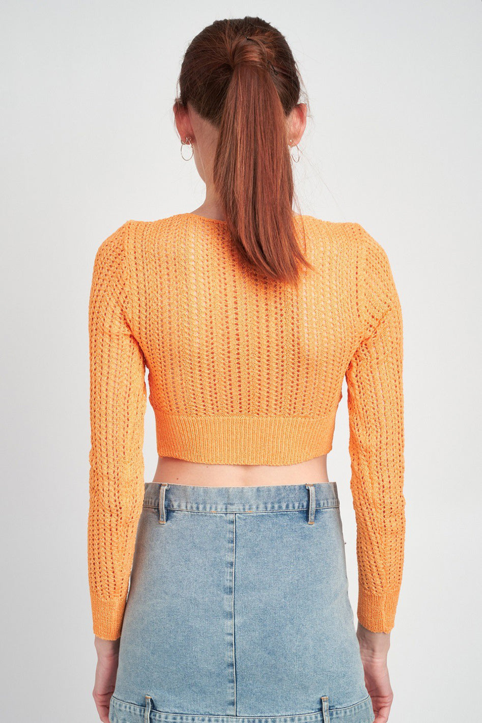 Crochet Cropped Top With Twist Front Detail - Azoroh