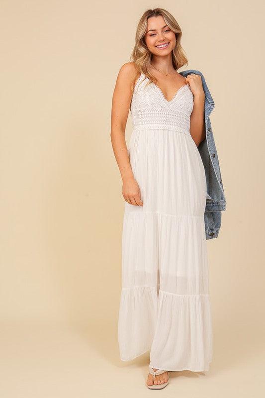 Boho Lace Top Maxi Dress - Azoroh