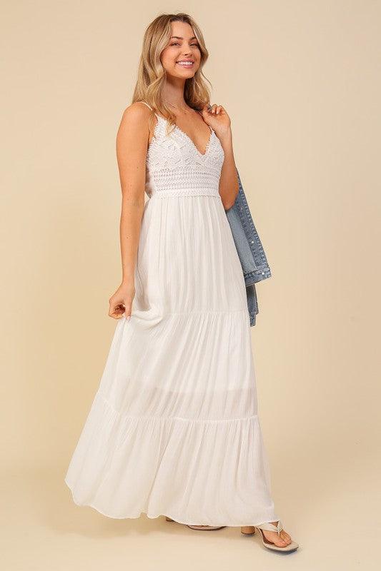 Boho Lace Top Maxi Dress - Azoroh