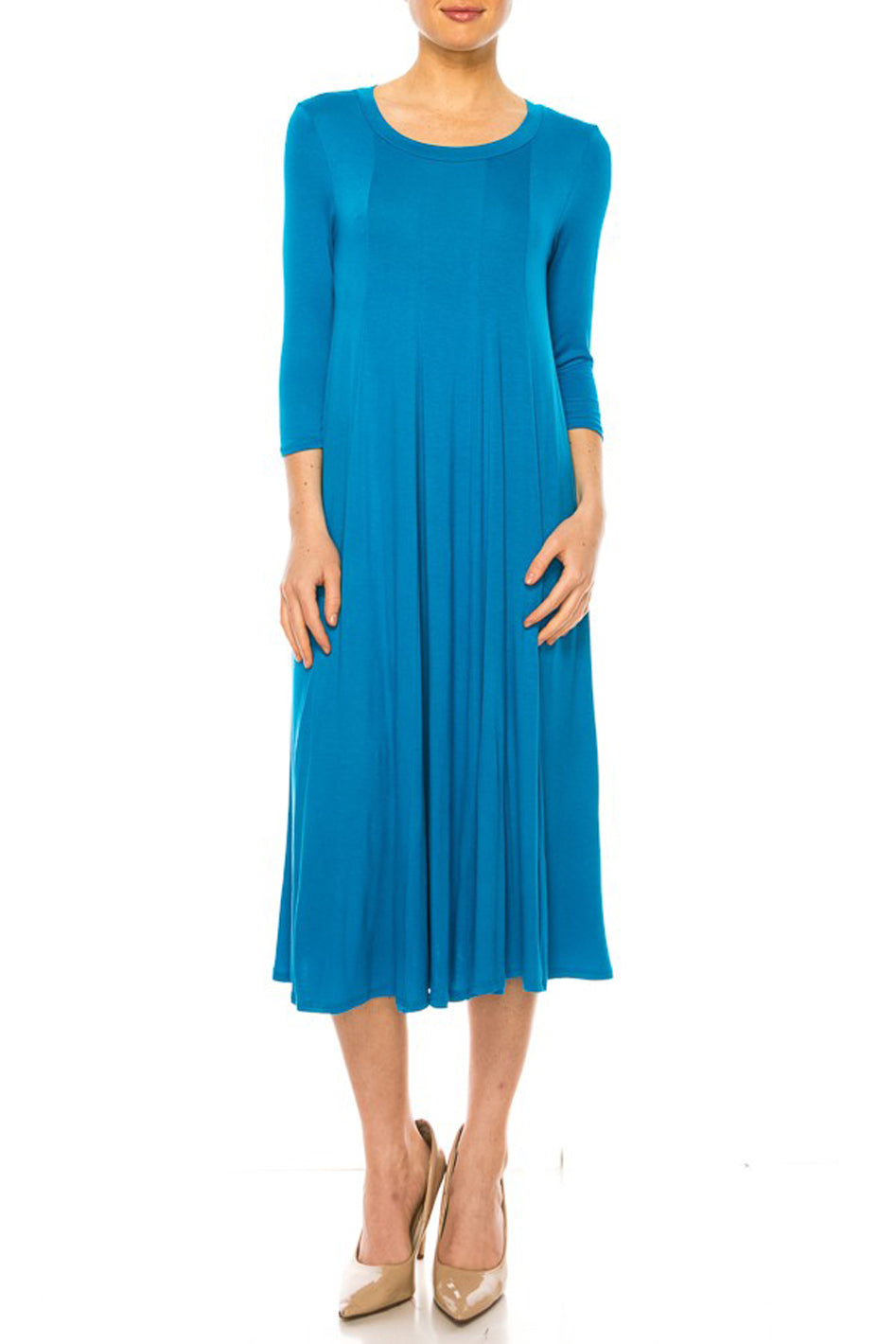 Solid jersey knit a-line dress - Azoroh