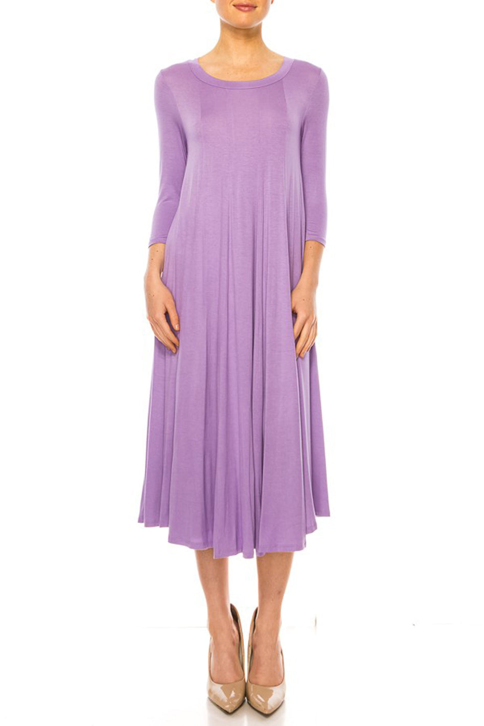 Solid jersey knit a-line dress - Azoroh