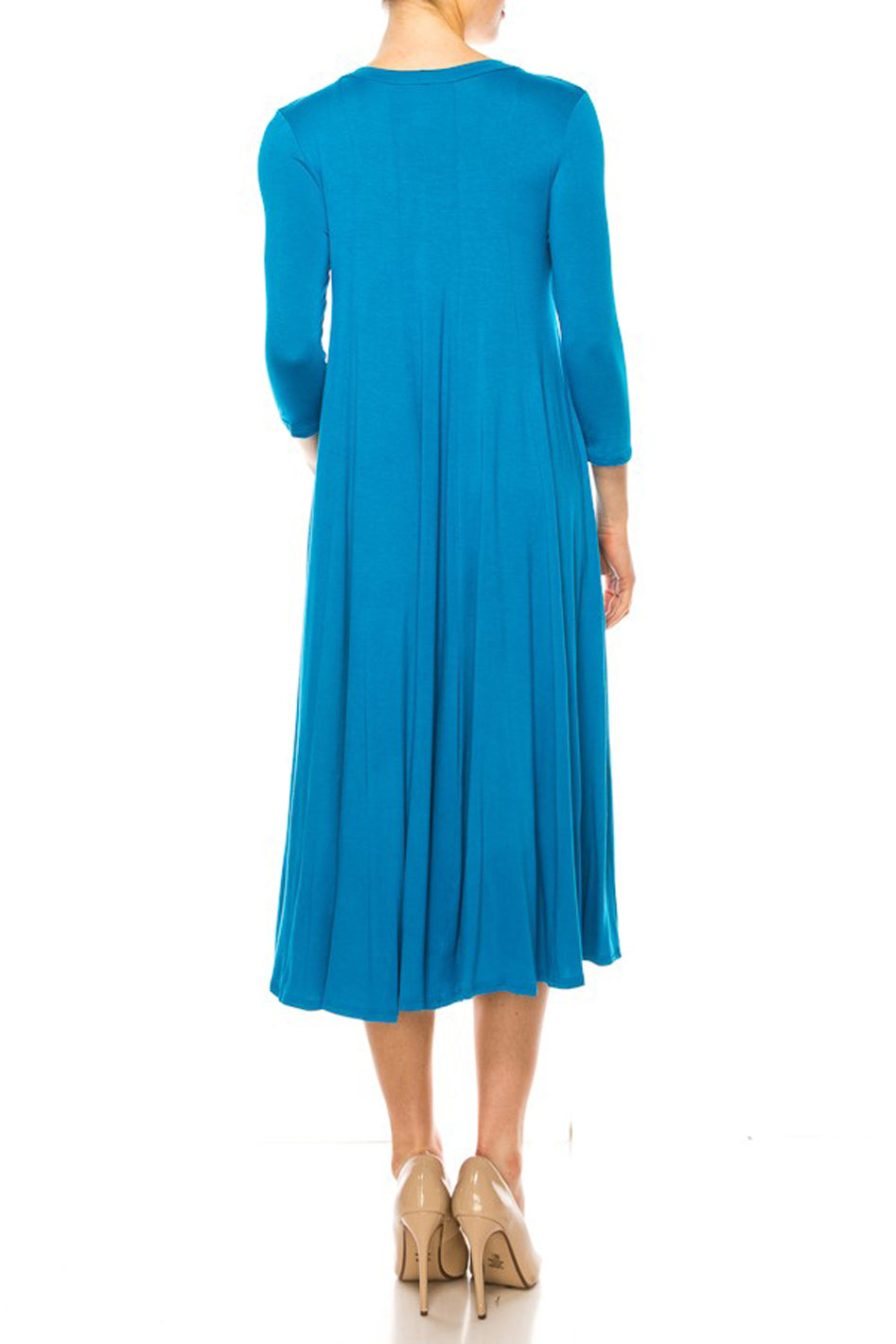 Solid jersey knit a-line dress - Azoroh