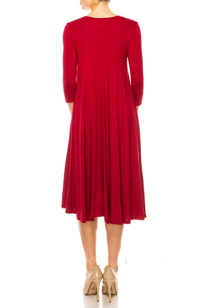 Solid jersey knit a-line dress - Azoroh