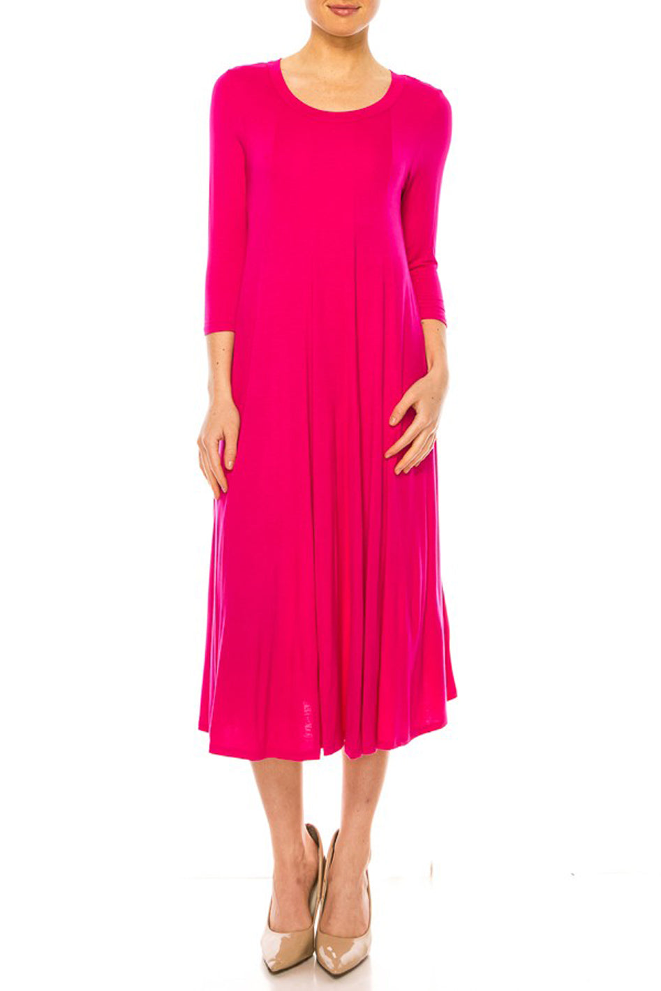 Solid jersey knit a-line dress - Azoroh