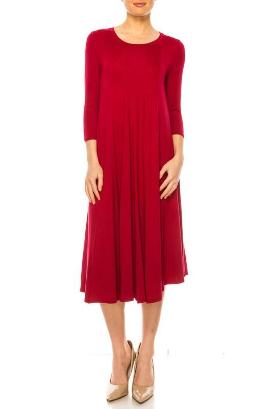 Solid jersey knit a-line dress - Azoroh