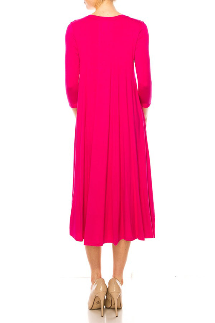 Solid jersey knit a-line dress - Azoroh