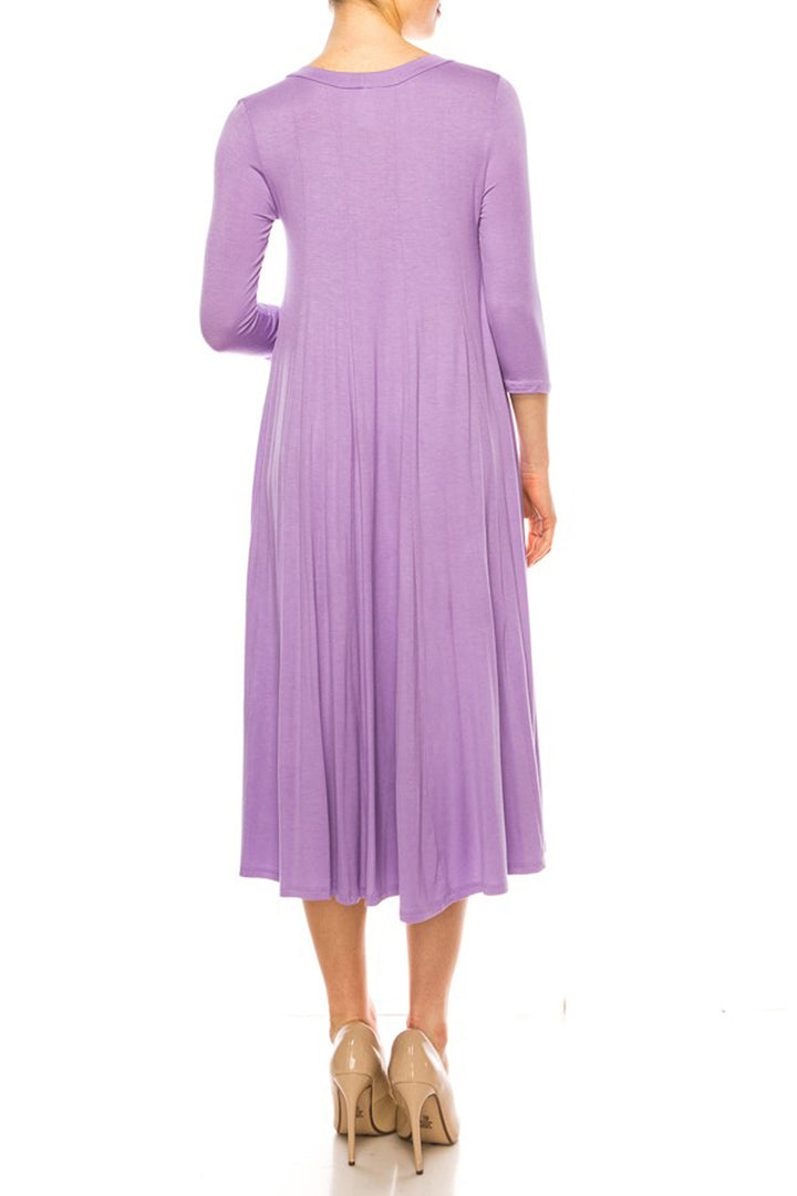 Solid jersey knit a-line dress - Azoroh