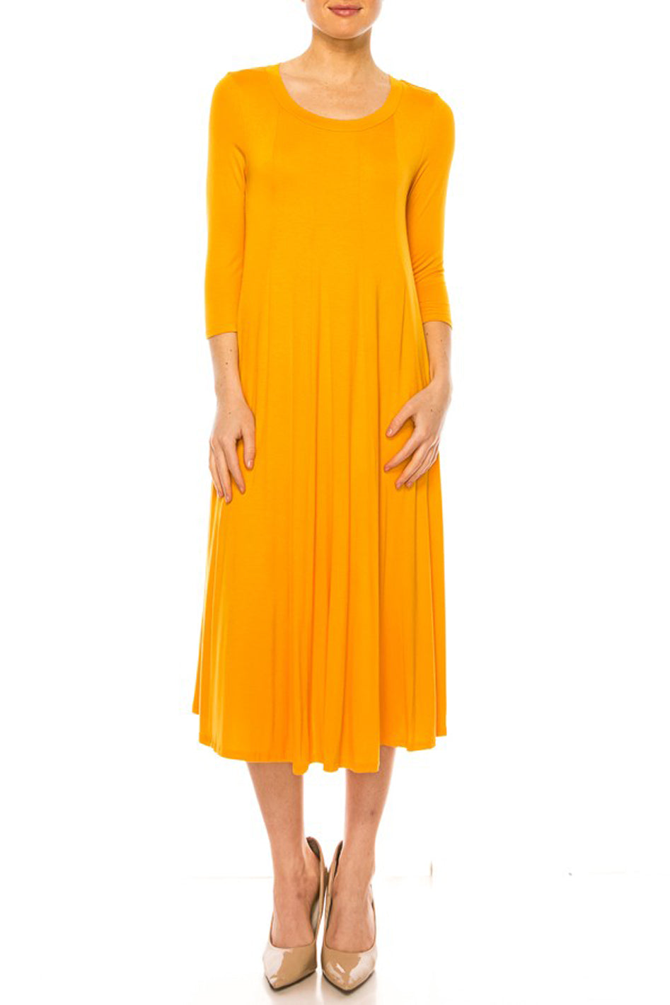 Solid jersey knit a-line dress - Azoroh