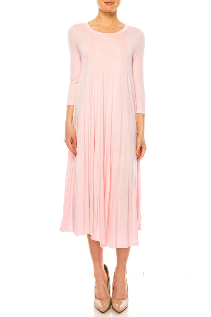 Solid jersey knit a-line dress - Azoroh