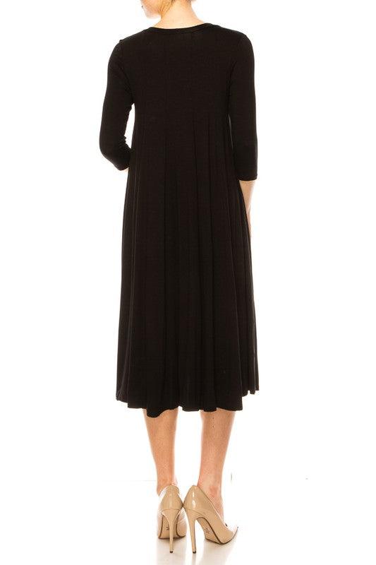 Solid jersey knit a-line dress - Azoroh