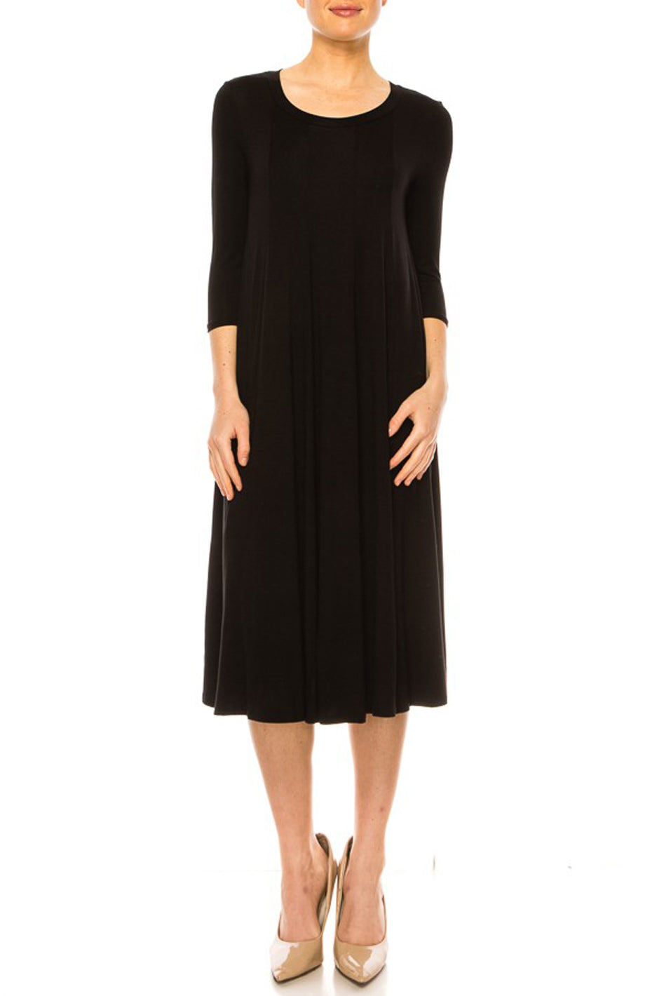 Solid jersey knit a-line dress - Azoroh