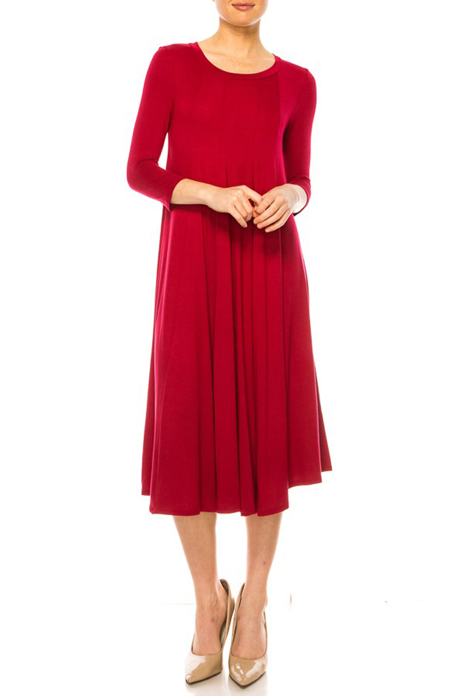 Solid jersey knit a-line dress - Azoroh