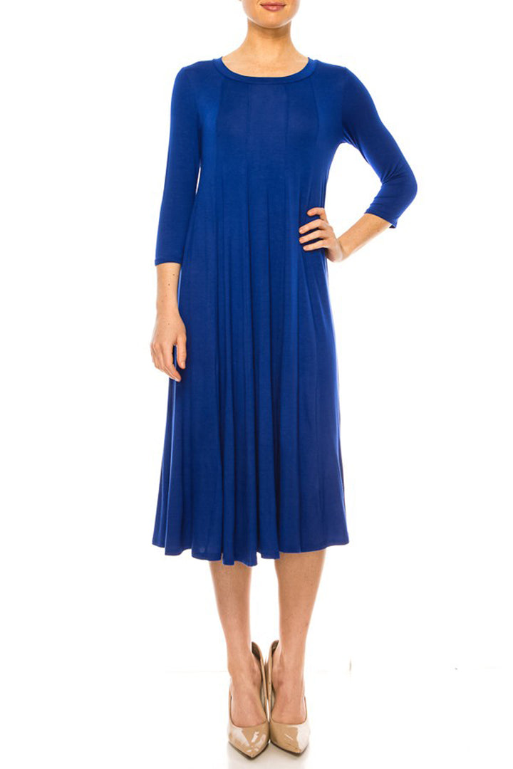 Solid jersey knit a-line dress - Azoroh