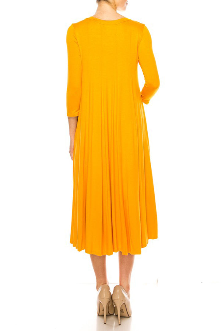 Solid jersey knit a-line dress - Azoroh