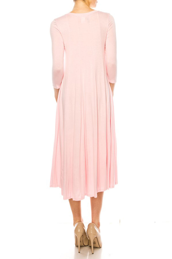 Solid jersey knit a-line dress - Azoroh