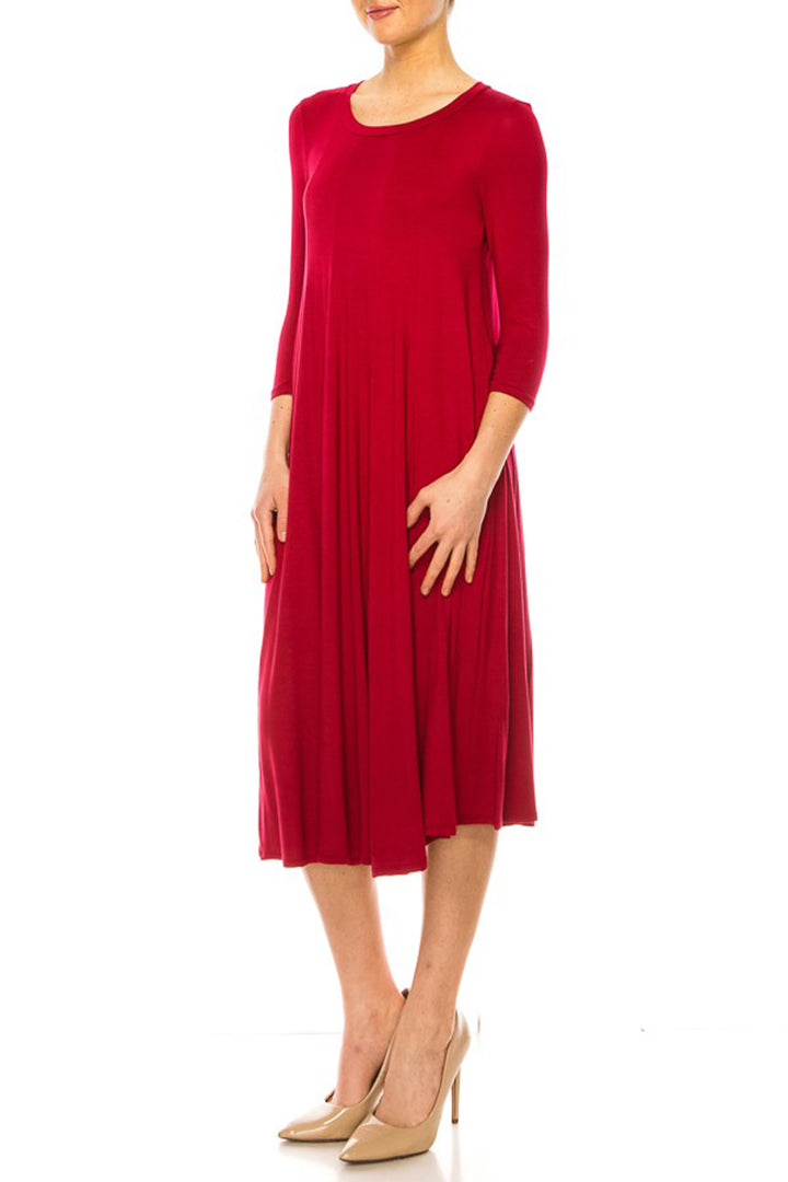 Solid jersey knit a-line dress - Azoroh