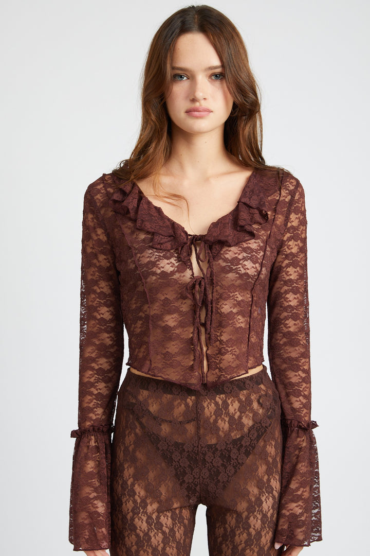 Bell Sleeve Lace Blouse - Azoroh