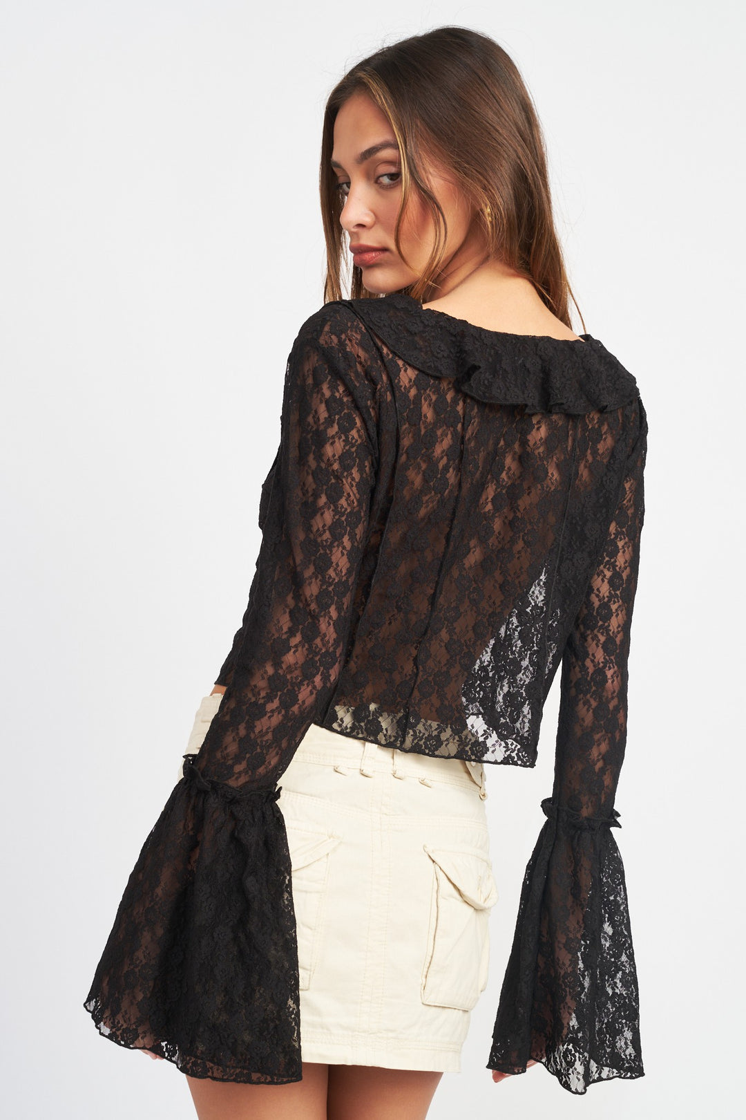 Bell Sleeve Lace Blouse - Azoroh