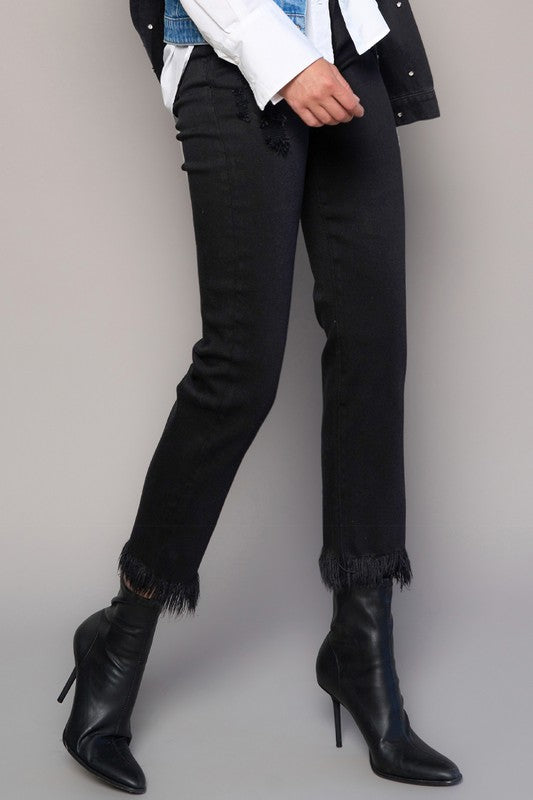 HIGH RISE CROPPED STRAIGHT JEANS