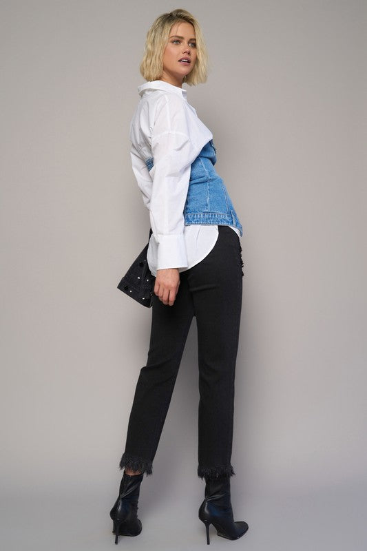 HIGH RISE CROPPED STRAIGHT JEANS