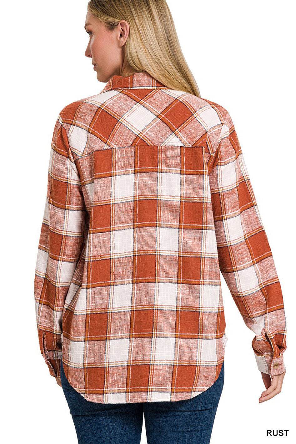 Cotton Plaid Shacket With Front Pocket - Azoroh