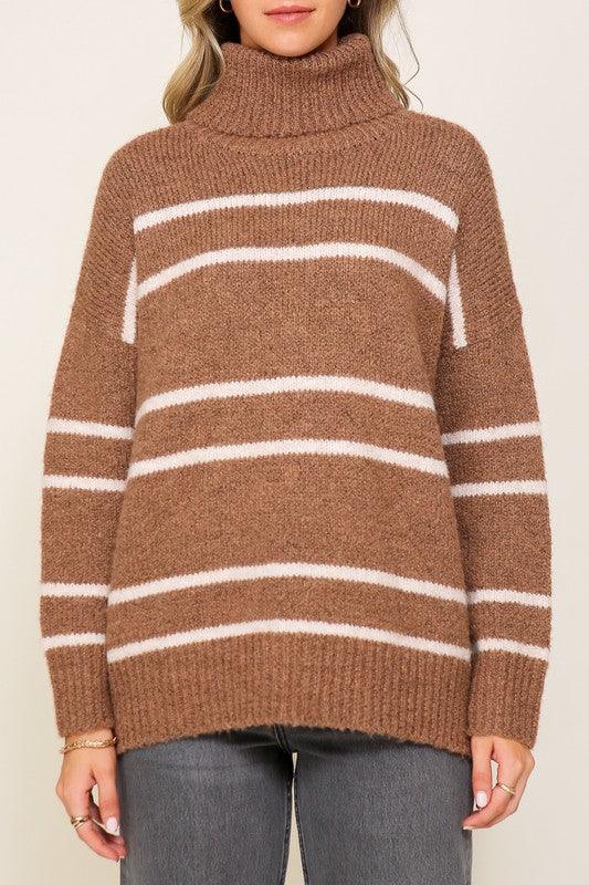 Turtle Neck Pinstripe Sweater - Azoroh