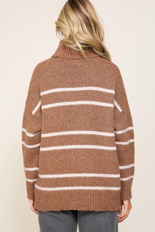 Turtle Neck Pinstripe Sweater - Azoroh