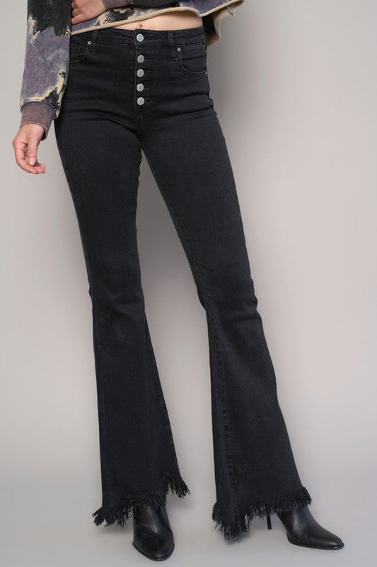 BUTTON DOWN PREMIUM WIDE FLARE JEANS