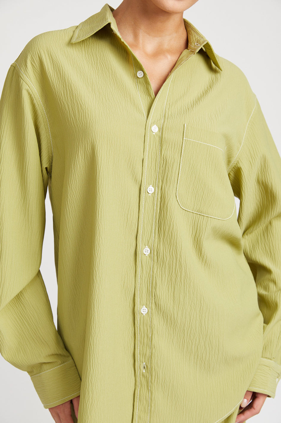 Contrasted Stitch Button Down Shirt - Azoroh