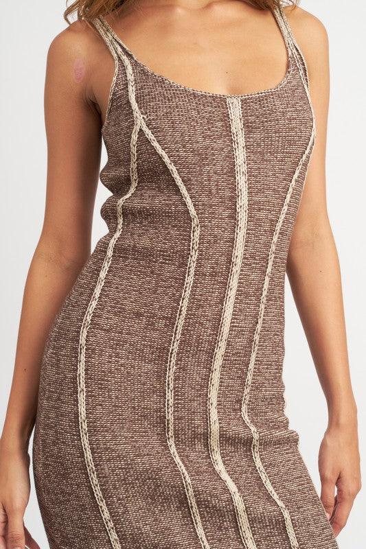 Contrasted Seam Detail Mini Dress - Azoroh