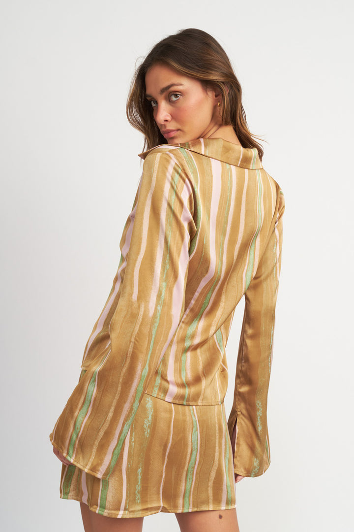 Wide Sleeve Striped Blouse - Azoroh