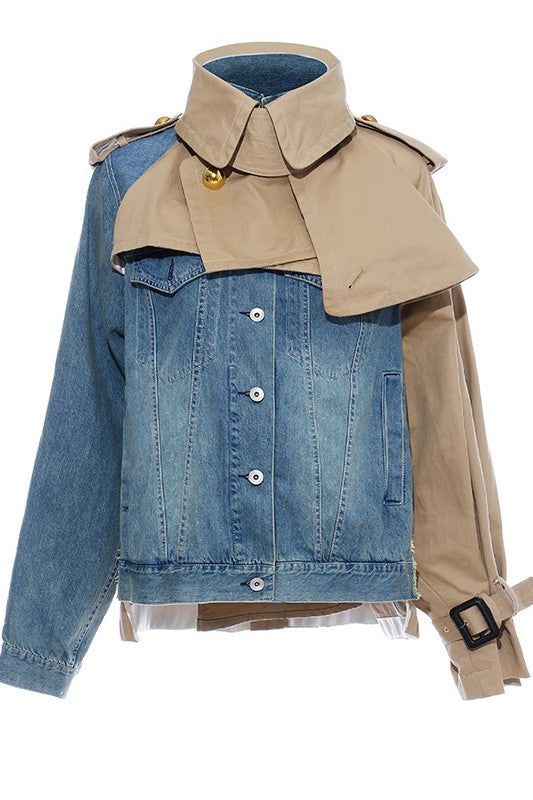 SEXY FAHION TWO TONE DENIM JACKET