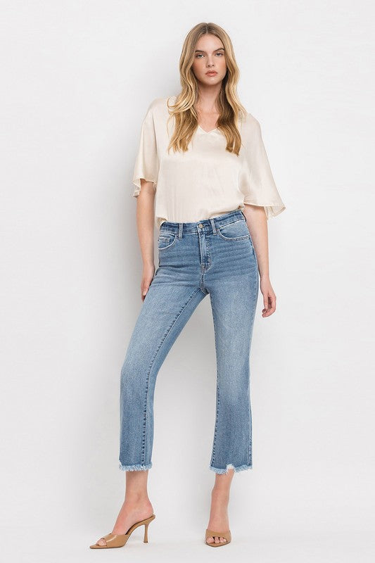 High Rise Crop Flare Jeans